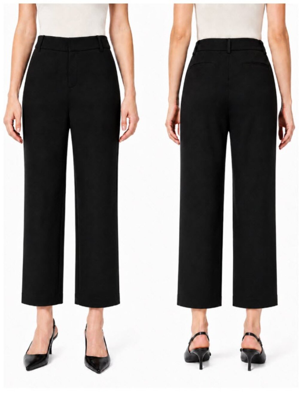 Pink Tartan Wool Ponte High Rise Cropped Wide Leg Pants Black Size 10